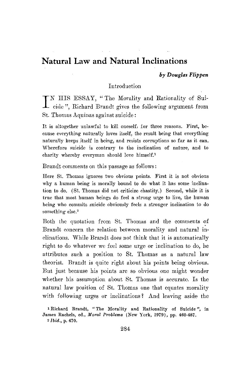 natural law and natural inclinations douglas flippen the new scholasticism philosophy documentation center natural inclinations douglas flippen