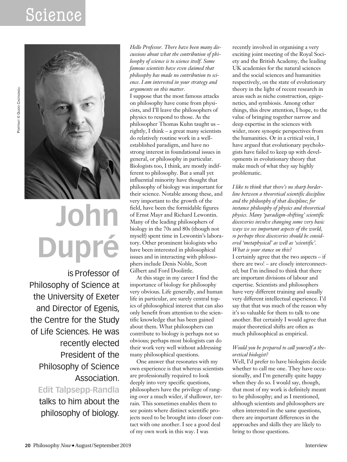 Interview: John Dupré - John Dupré, Edit Talpsepp-Randla - Philosophy ...